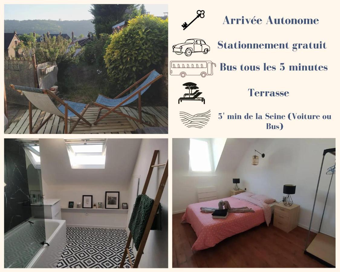 Apartamento Le Nid Normand Avec Terrasse - Stationnement Facile Et Gratuit - 5 Min Seine Deville-les-Rouen Exterior foto